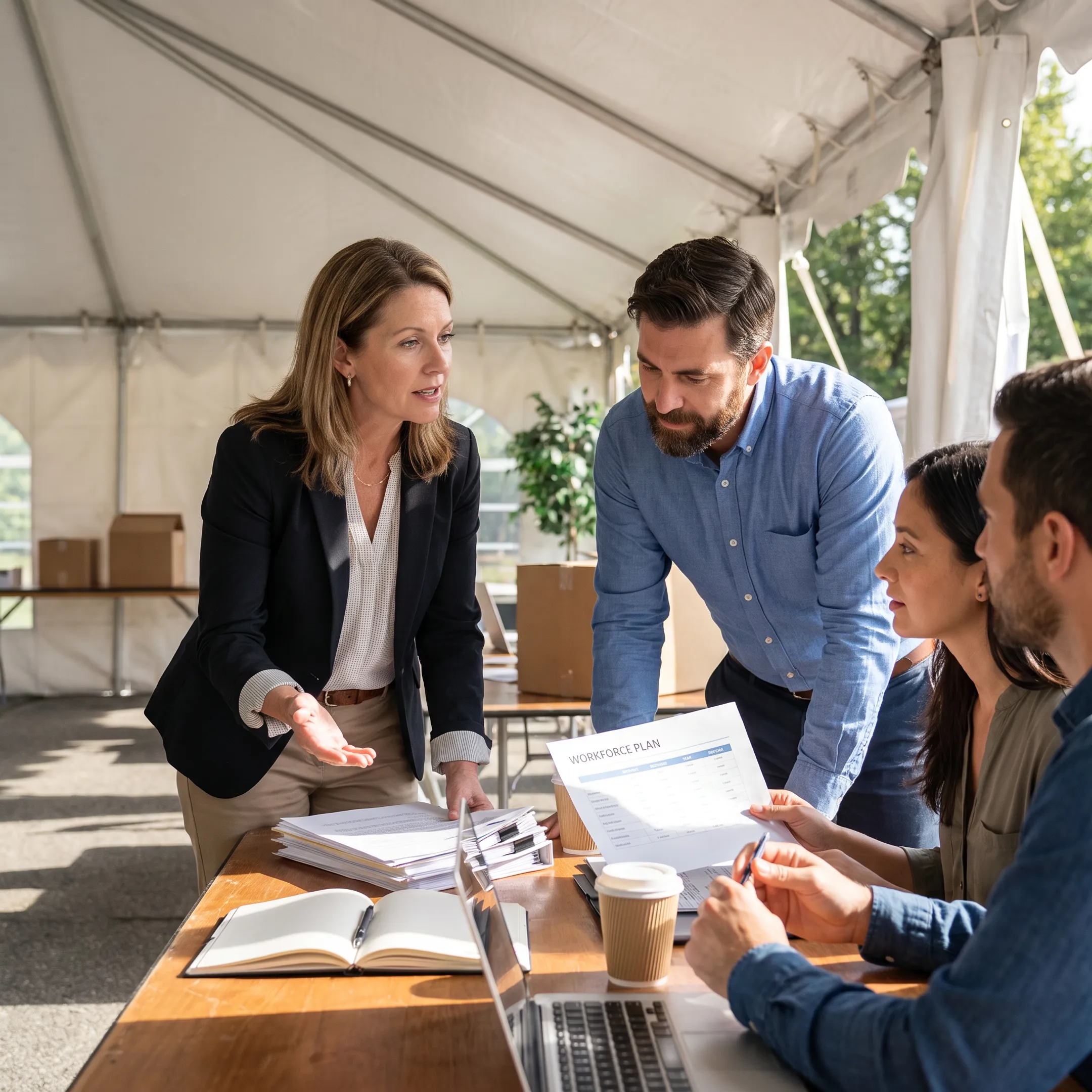 HR consultant meeting with a small business team