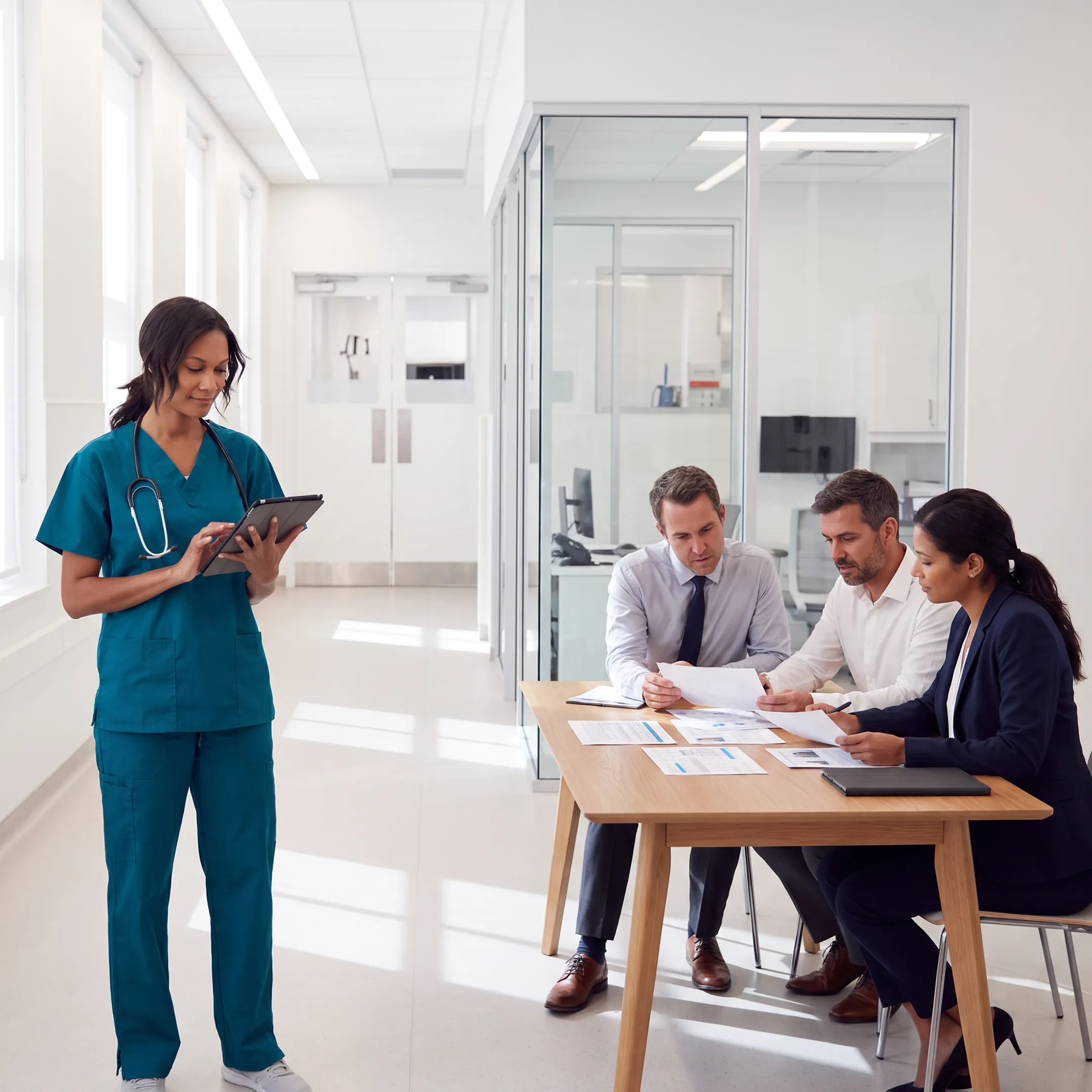 Healthcare HR leaders reviewing workforce plans