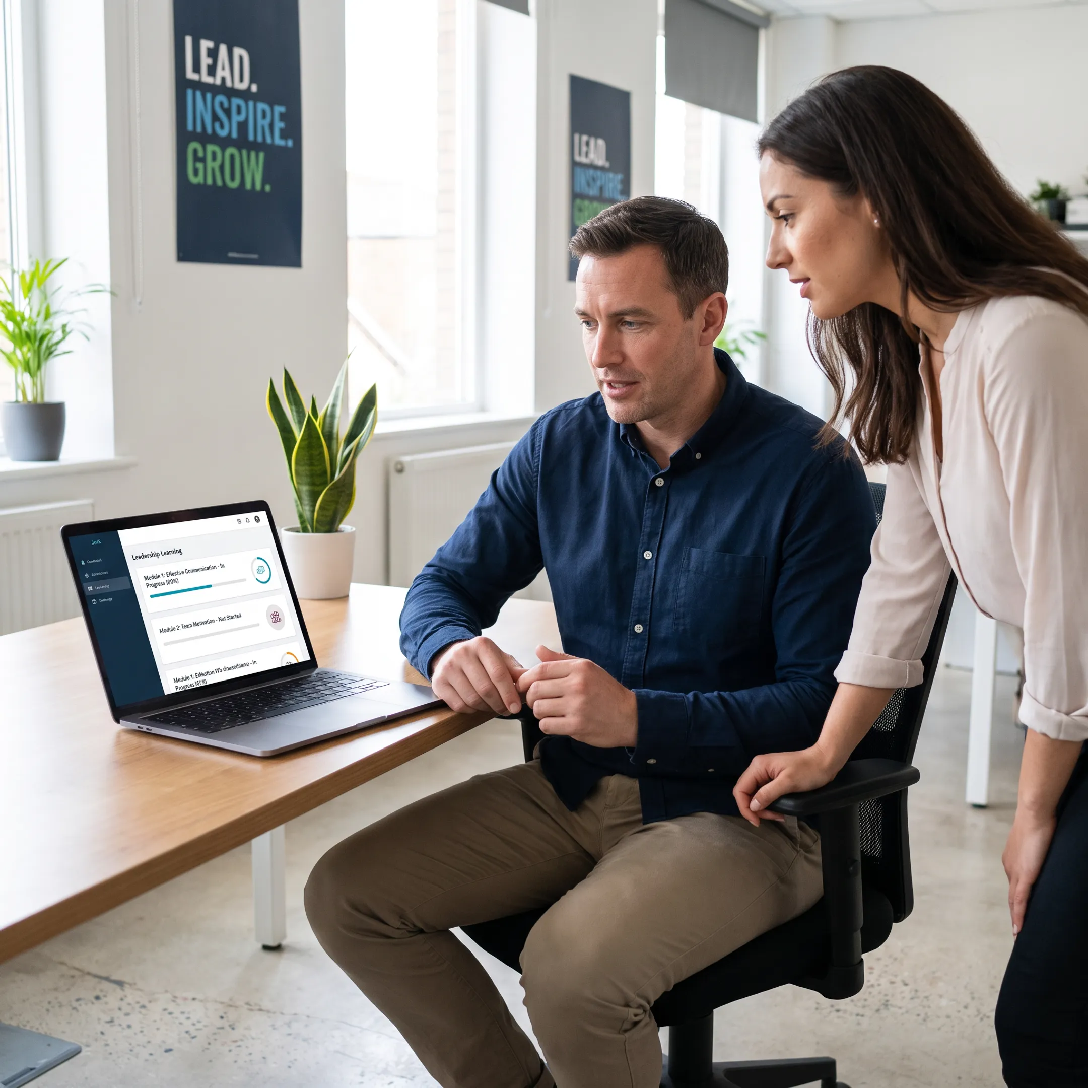 Leader using digital training resources