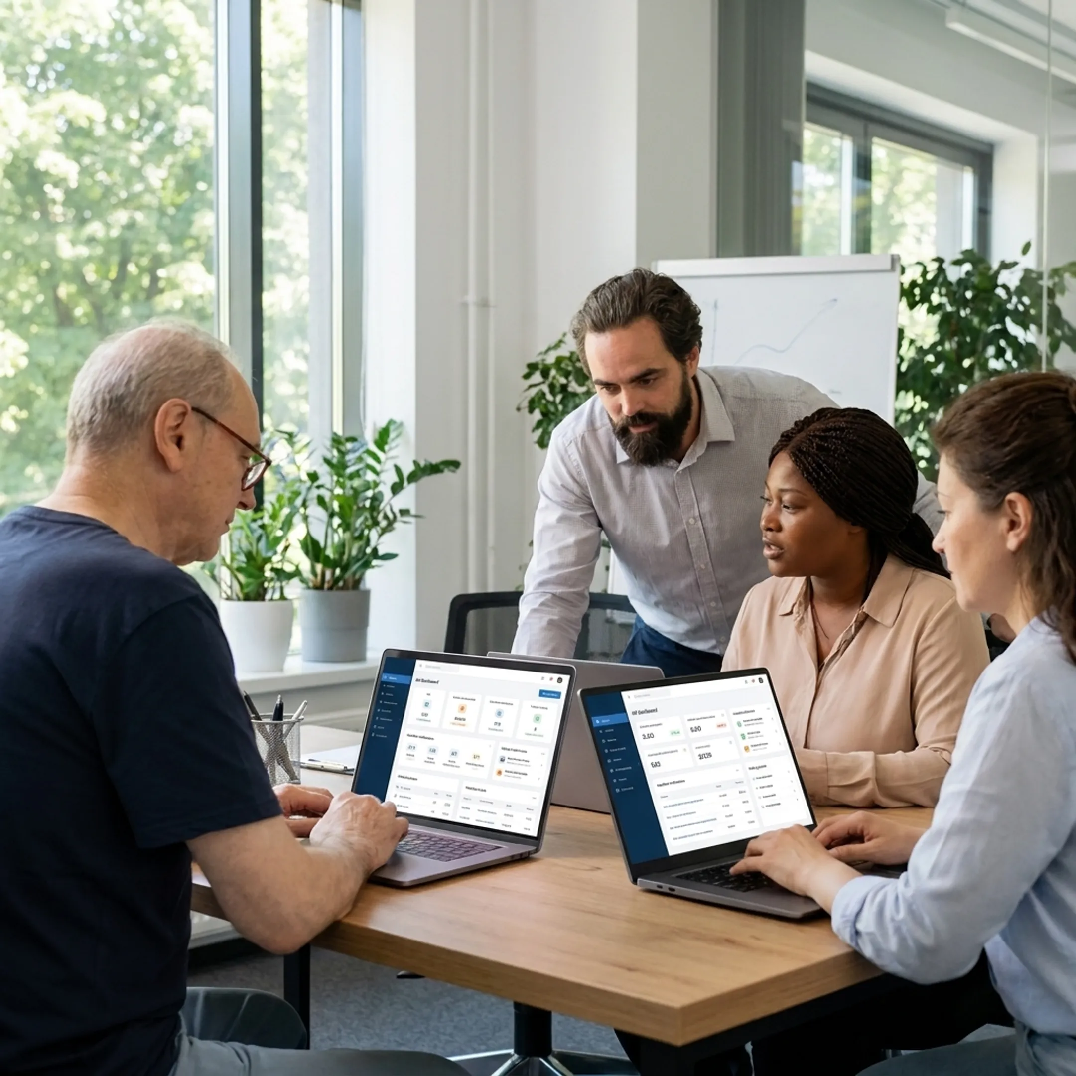 Startup team using an AI HR platform