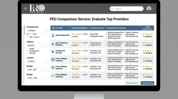 HRO Advisors PEO comparison dashboard displaying side-by-side provider plan options
