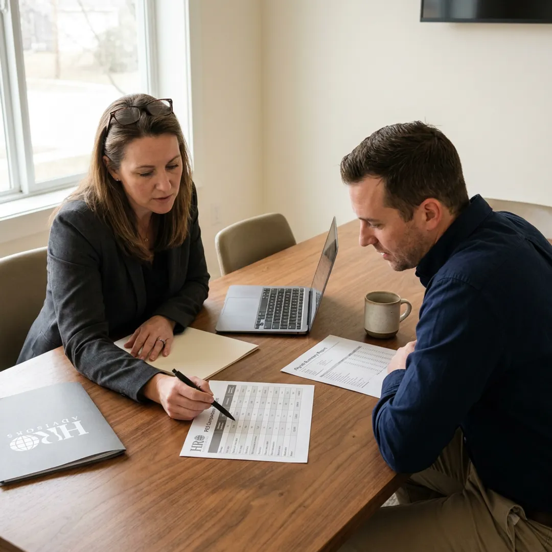Consultant comparing HR provider options
