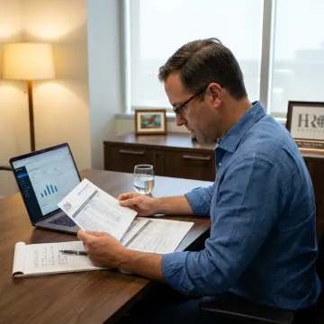 Financial advisor reviewing PEO services