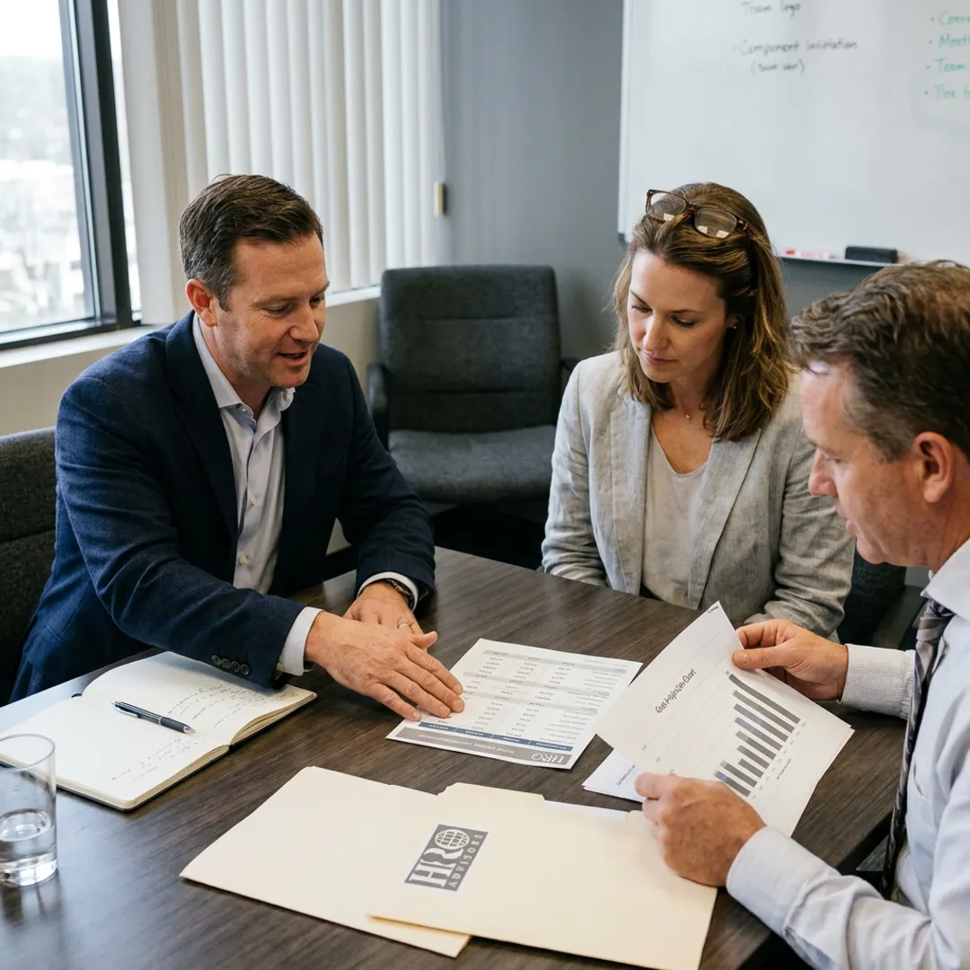 Advisor comparing PEO providers with business leaders