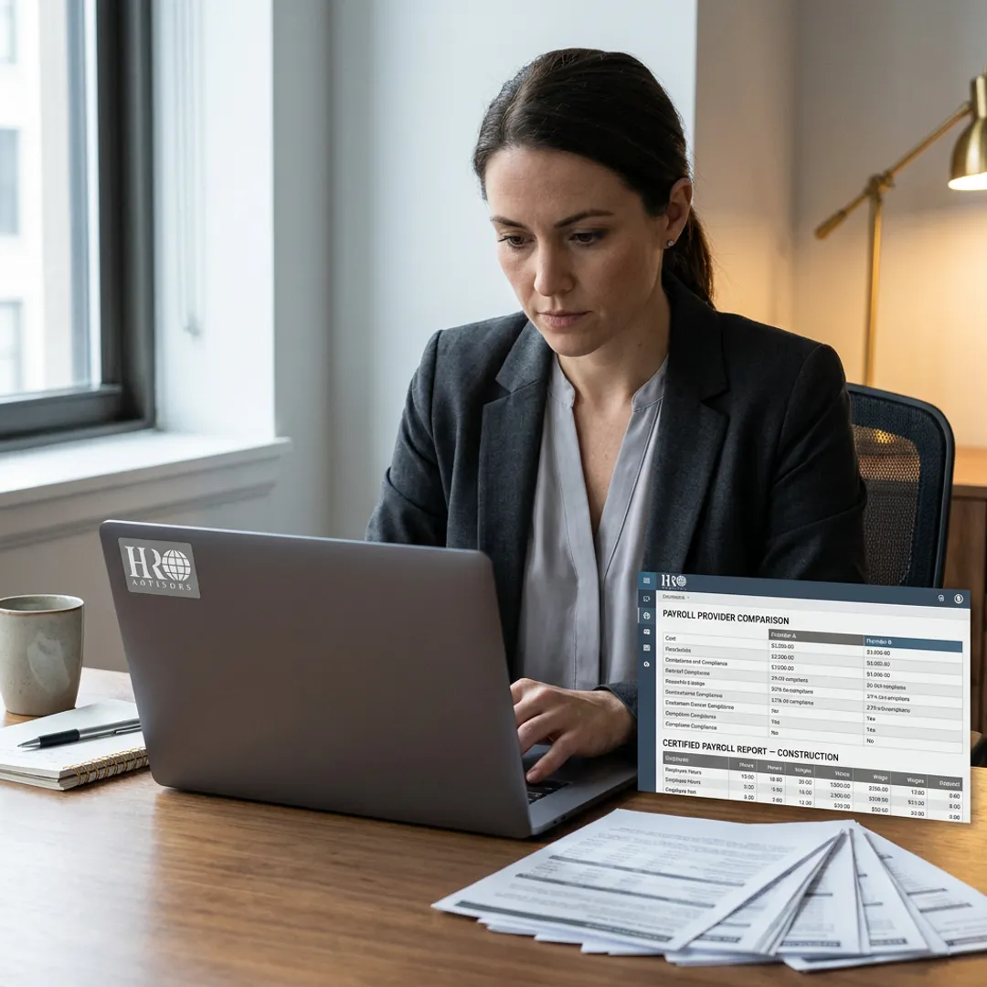 Advisor comparing construction payroll providers