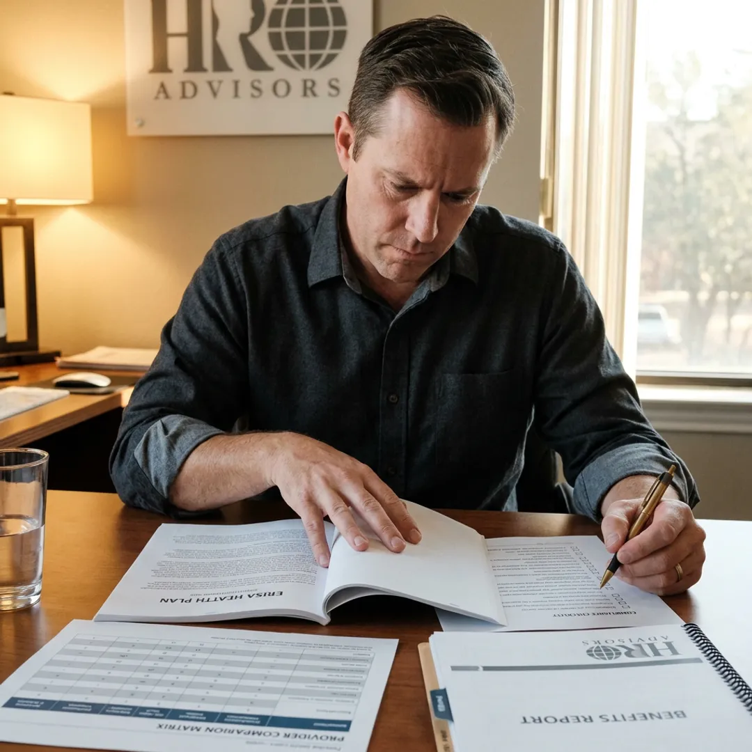 Advisor reviewing ERISA health plan documents