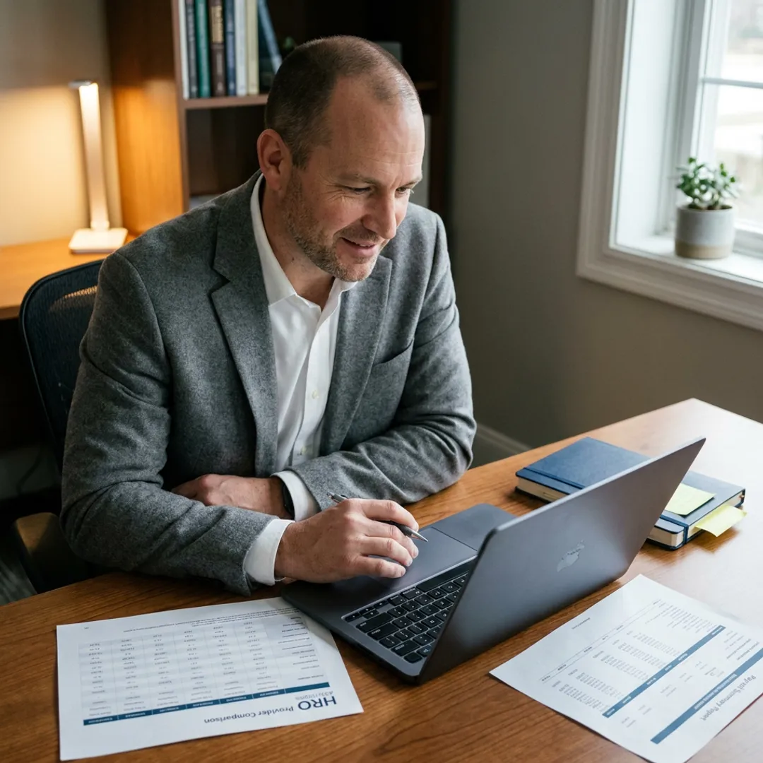 Advisor comparing HR outsourcing providers