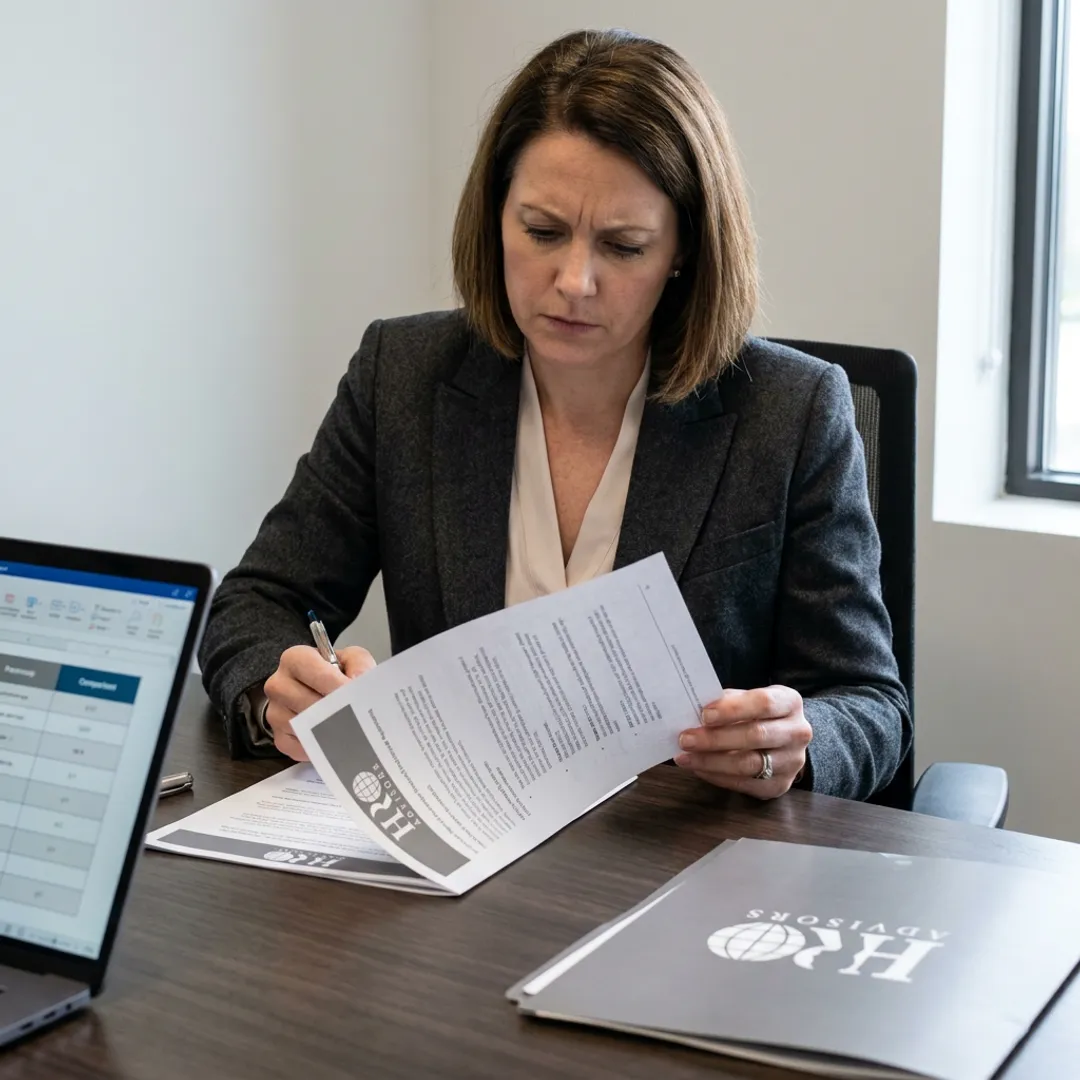 Advisor reviewing healthcare compliance documents