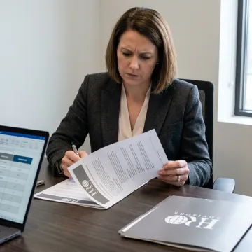 Advisor reviewing healthcare compliance documents