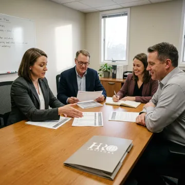 Nonprofit leaders reviewing group health insurance plans