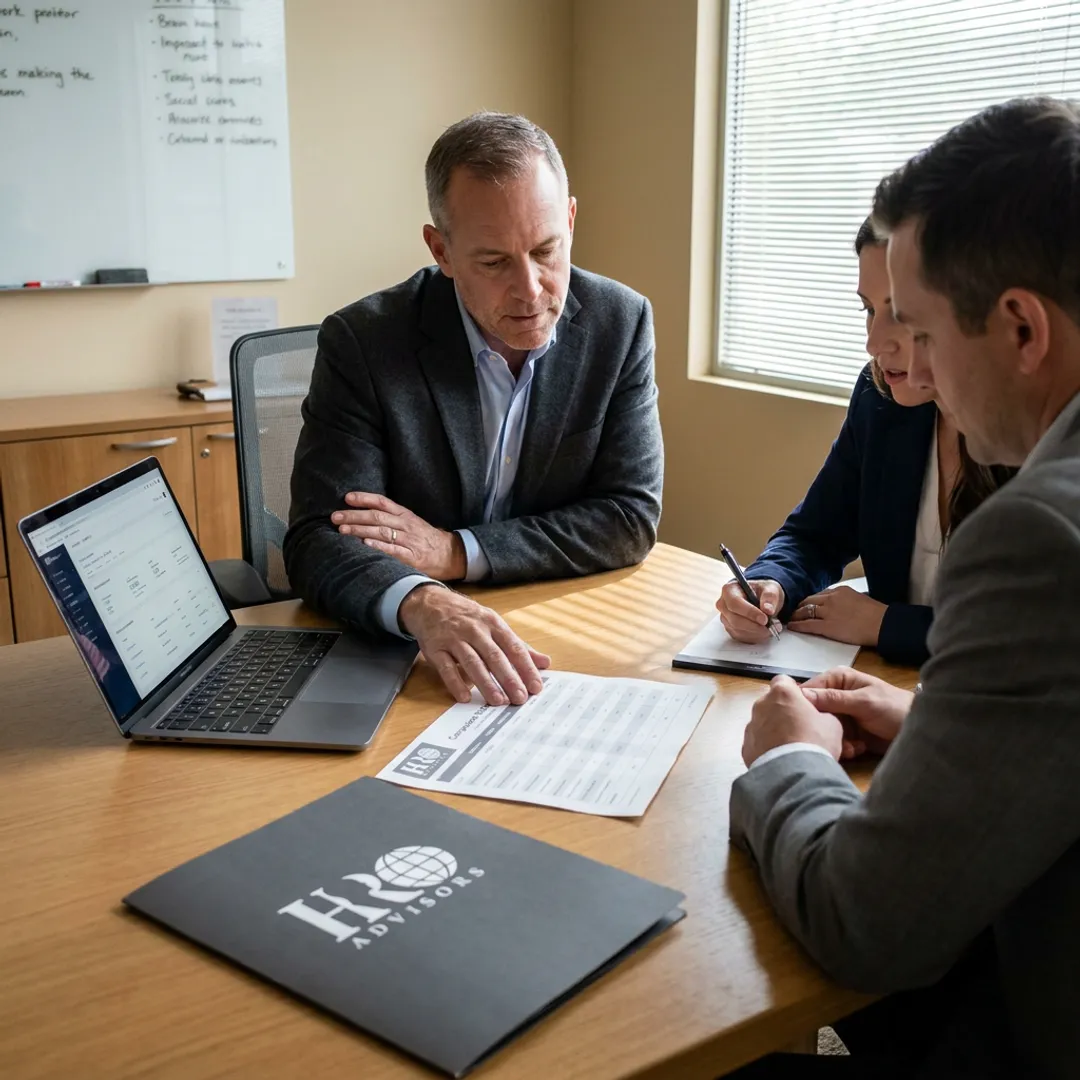Consultant comparing PEO options with business leaders