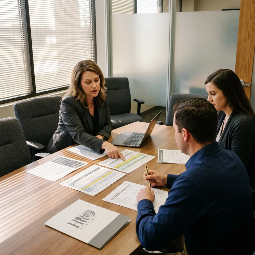 Advisor comparing PEO proposals with business owners