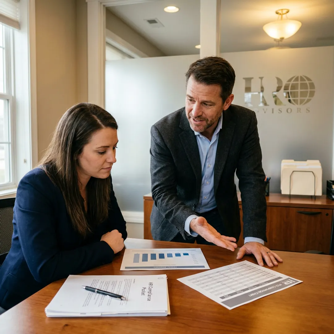 Advisor comparing PEO options with business owner