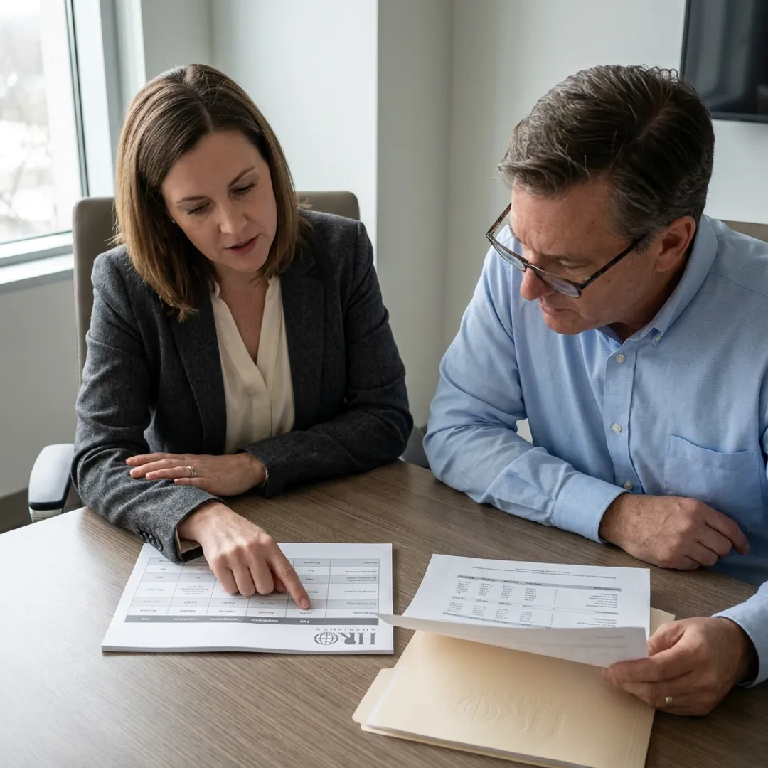 Advisor comparing HR provider options