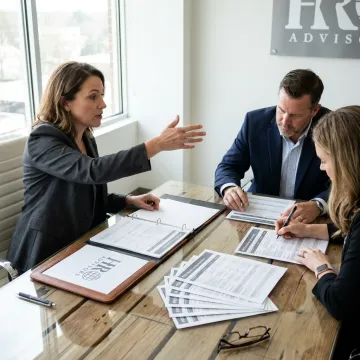 Advisor comparing benefits provider options