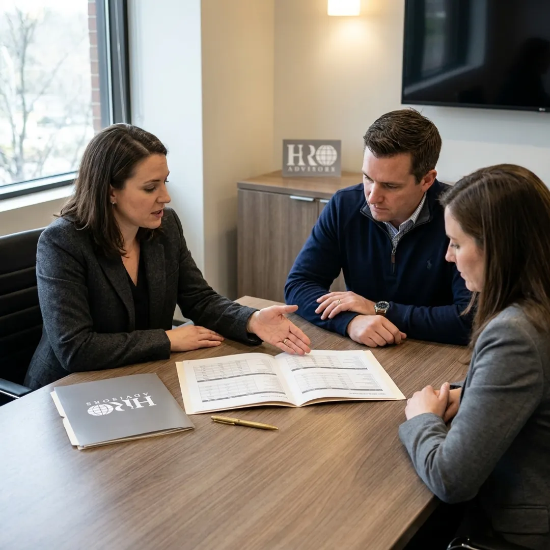 Business owners discussing employers association options