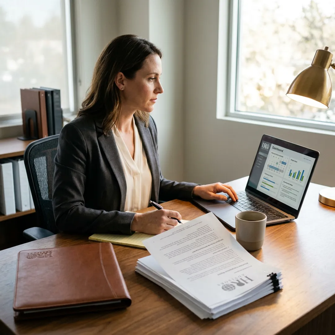 HR advisor reviewing leave management workflow