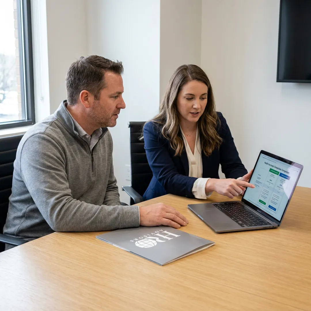 Small business owner reviewing health insurance options