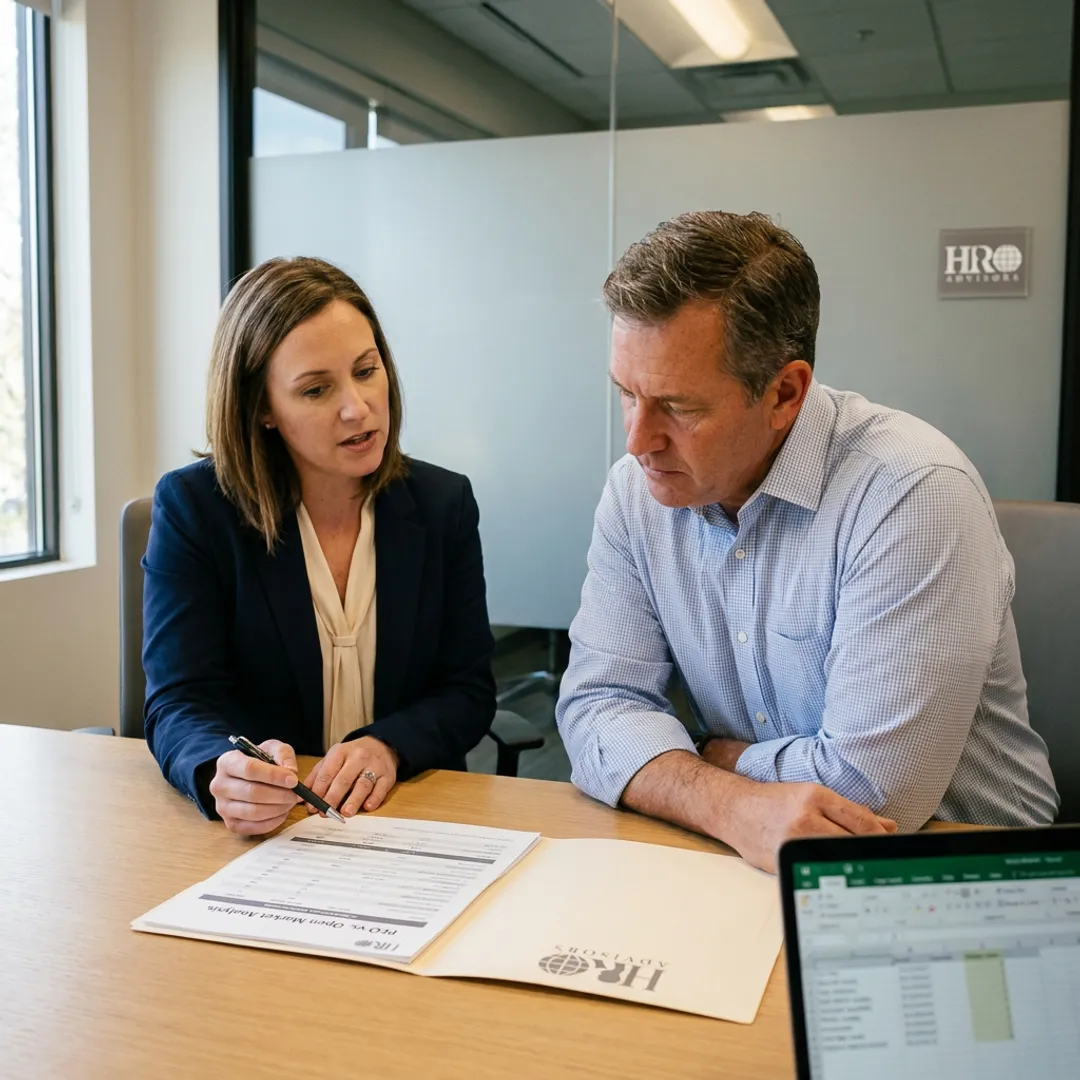 Advisor comparing employee health insurance plans
