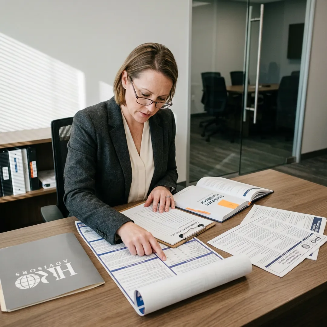 HR advisor reviewing compliance notices