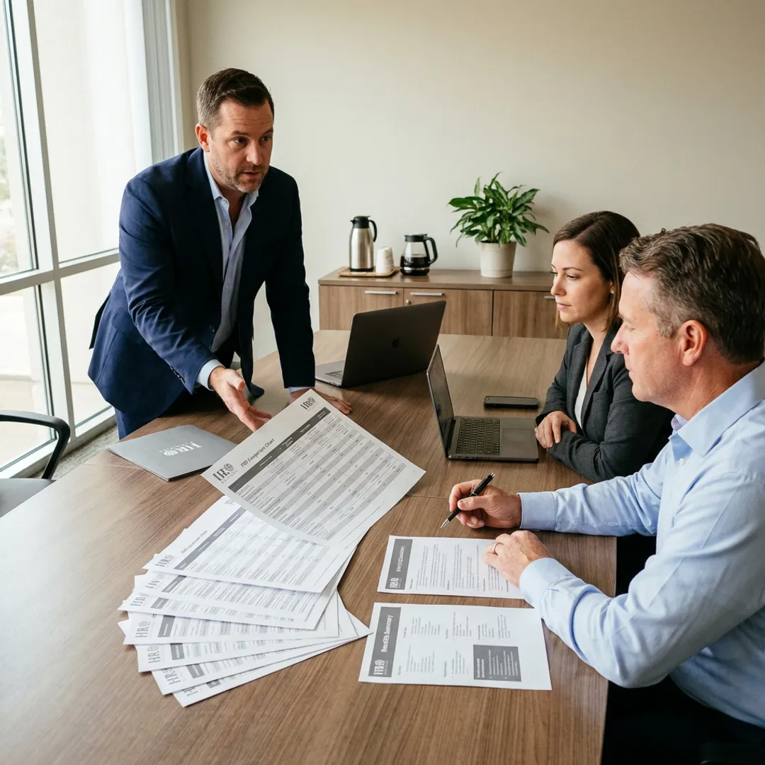 Advisor comparing PEO proposals with business owners