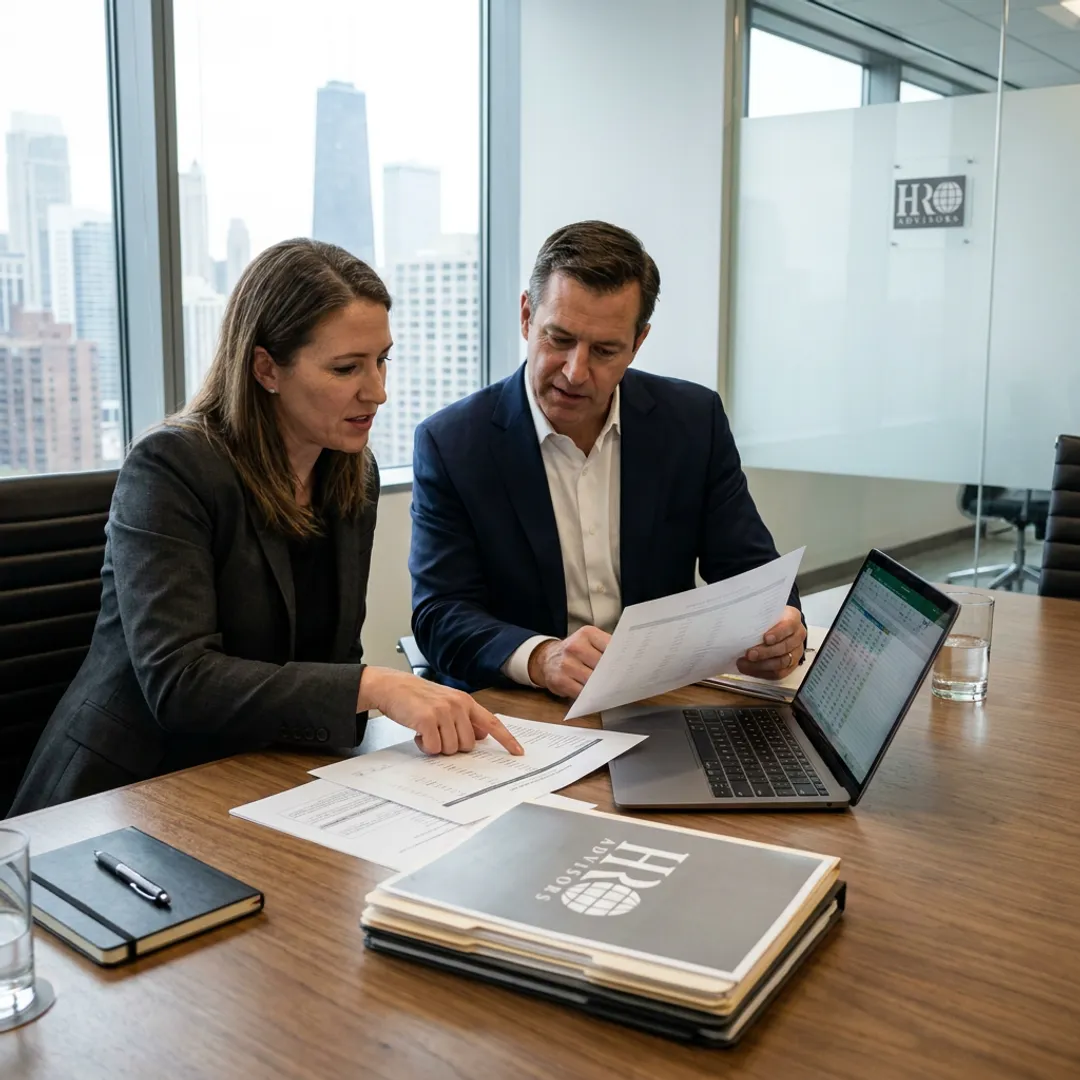 Chicago business team reviewing PEO options