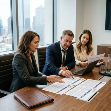 Business team comparing HR partner services