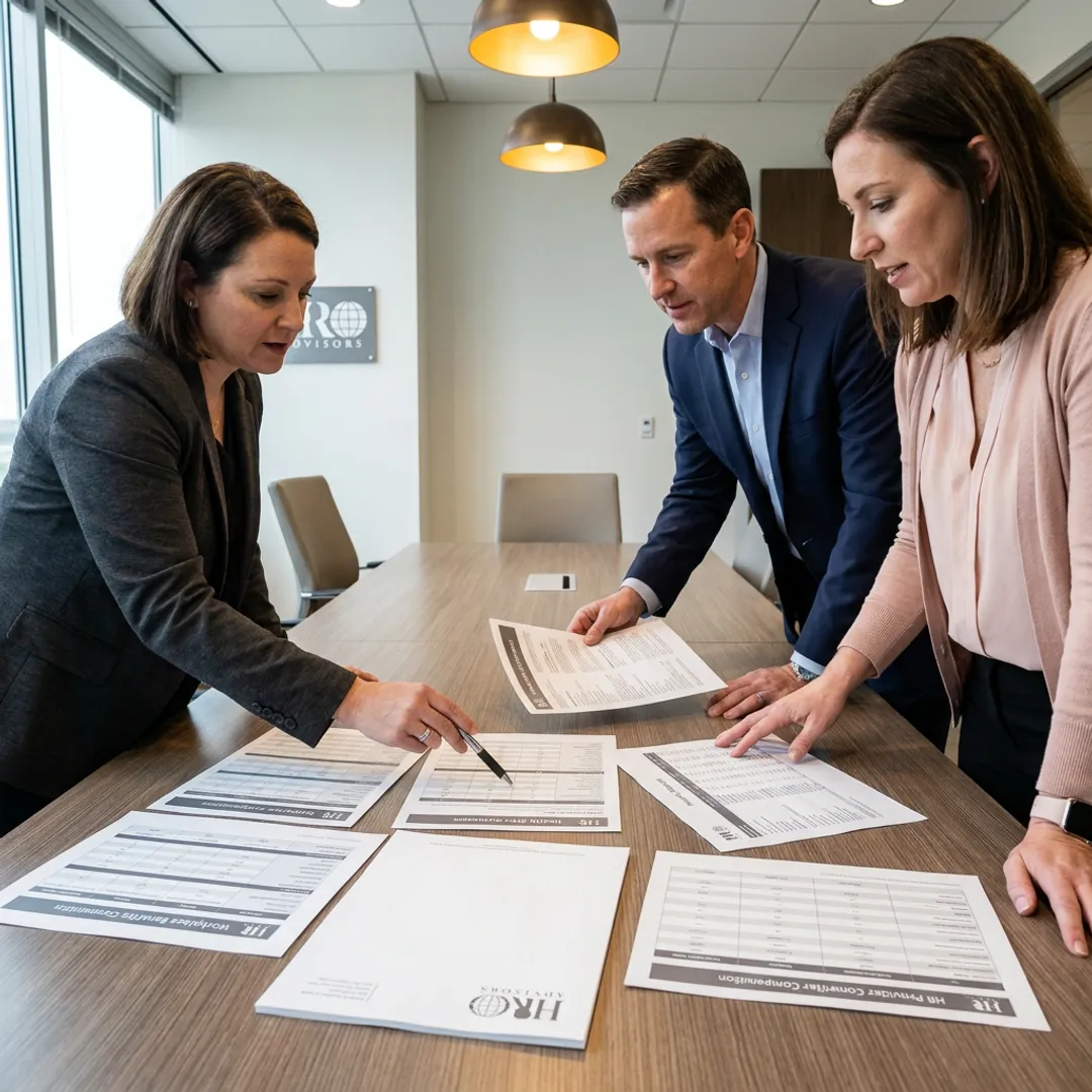 Business leaders reviewing employee benefits options