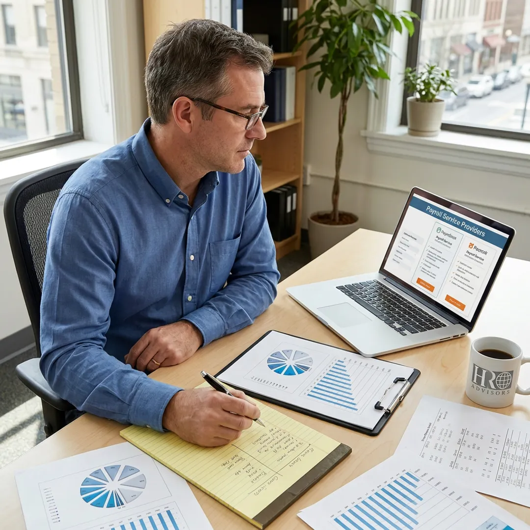 Advisor comparing payroll provider options