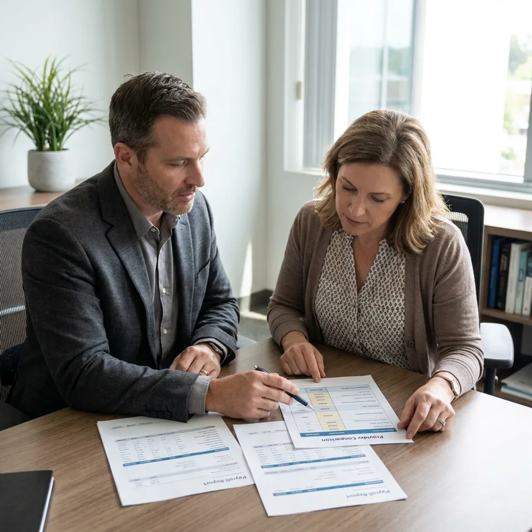 Advisor comparing payroll provider options