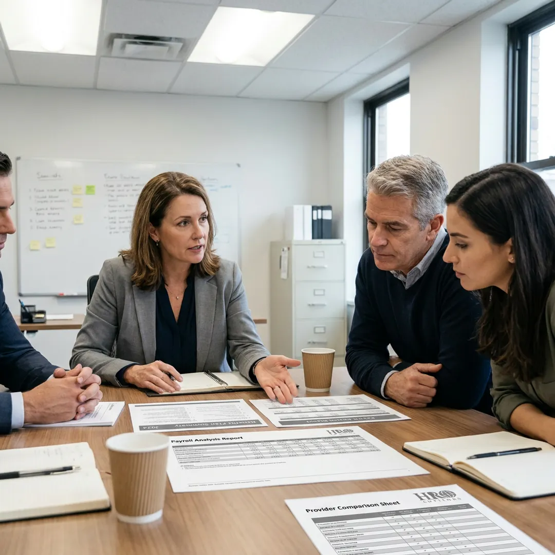 Advisor comparing employee benefits options