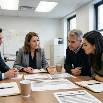 Advisor comparing employee benefits options