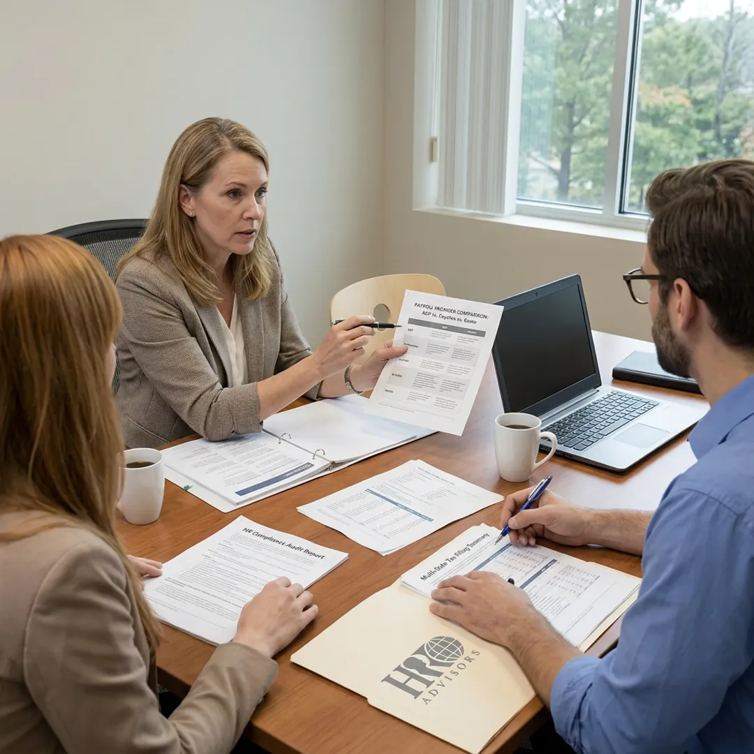Payroll advisor comparing provider options
