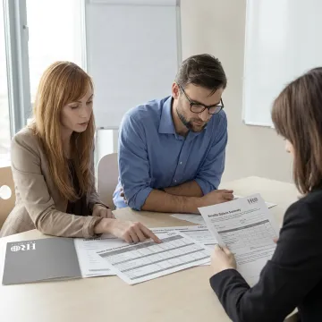 Advisor comparing employee benefits options