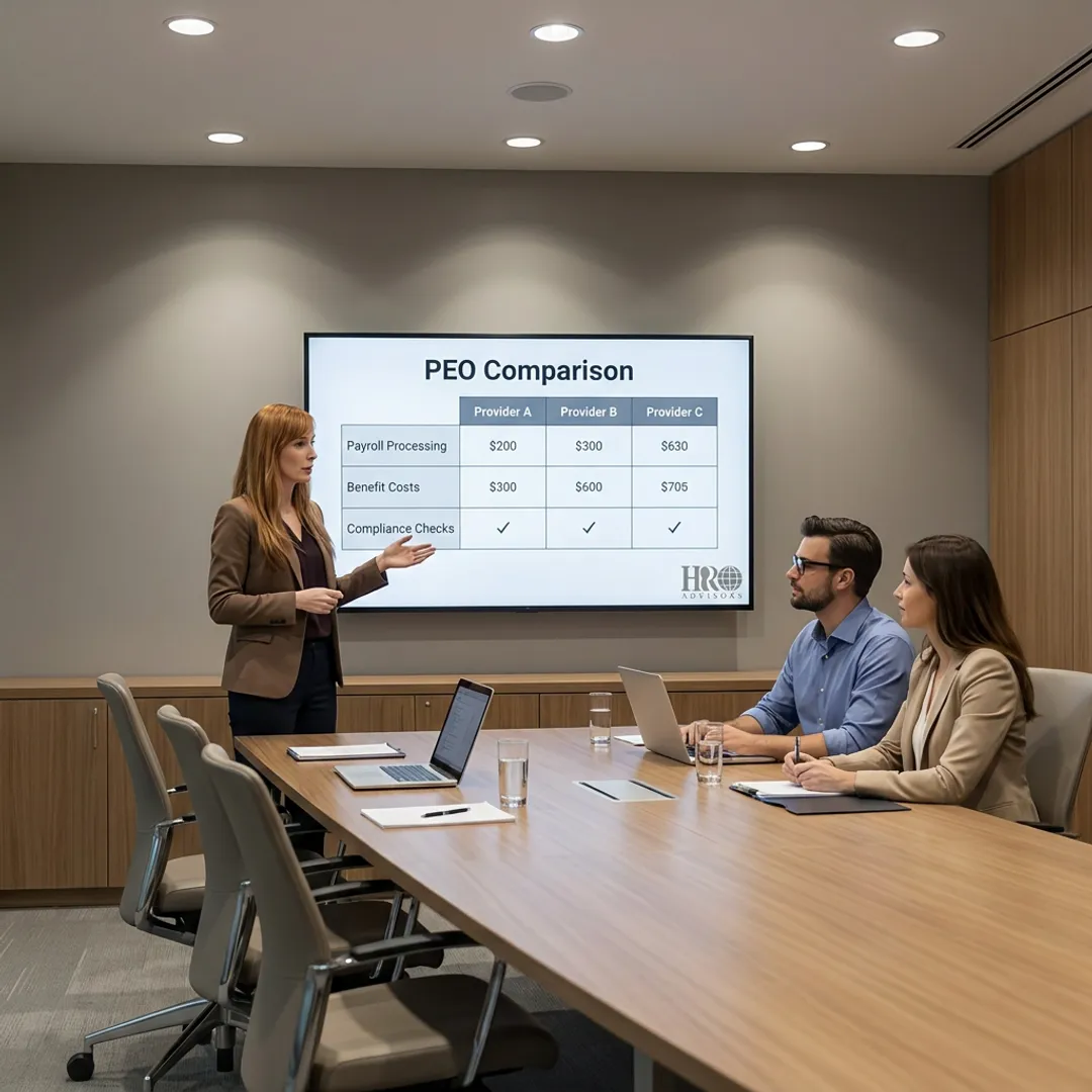 Advisor comparing HR outsourcing providers