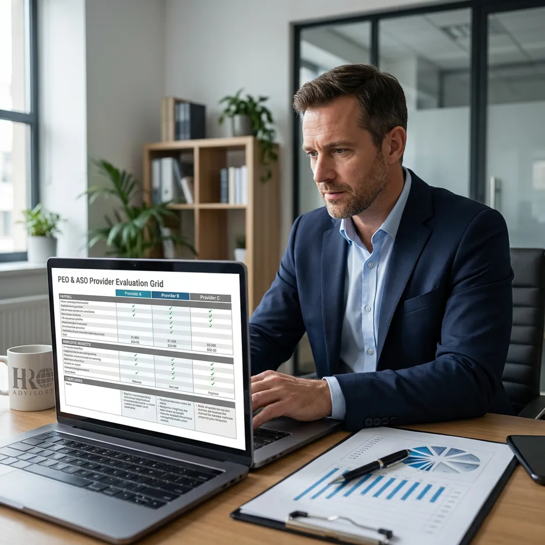 Advisor comparing HR outsourcing providers