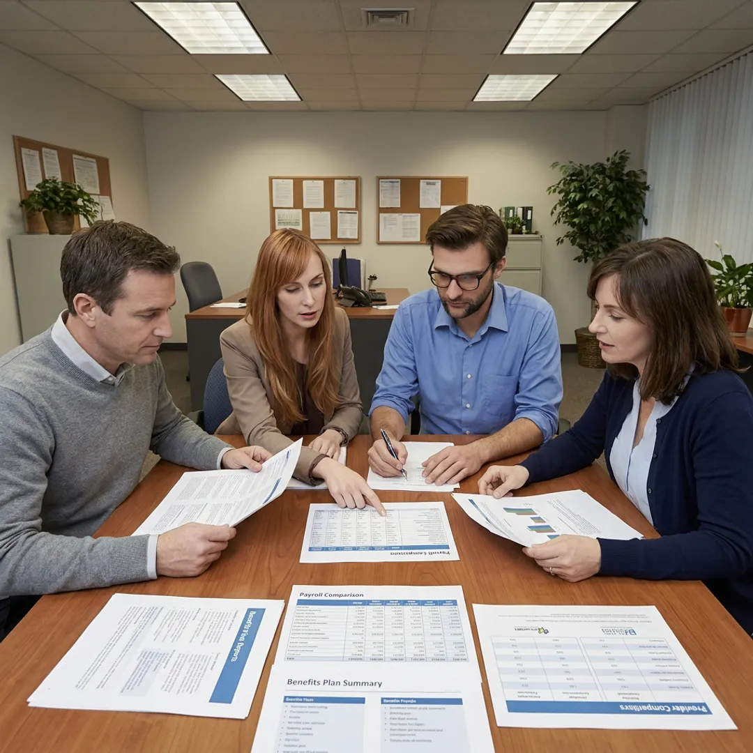 Nonprofit leaders reviewing HR outsourcing options