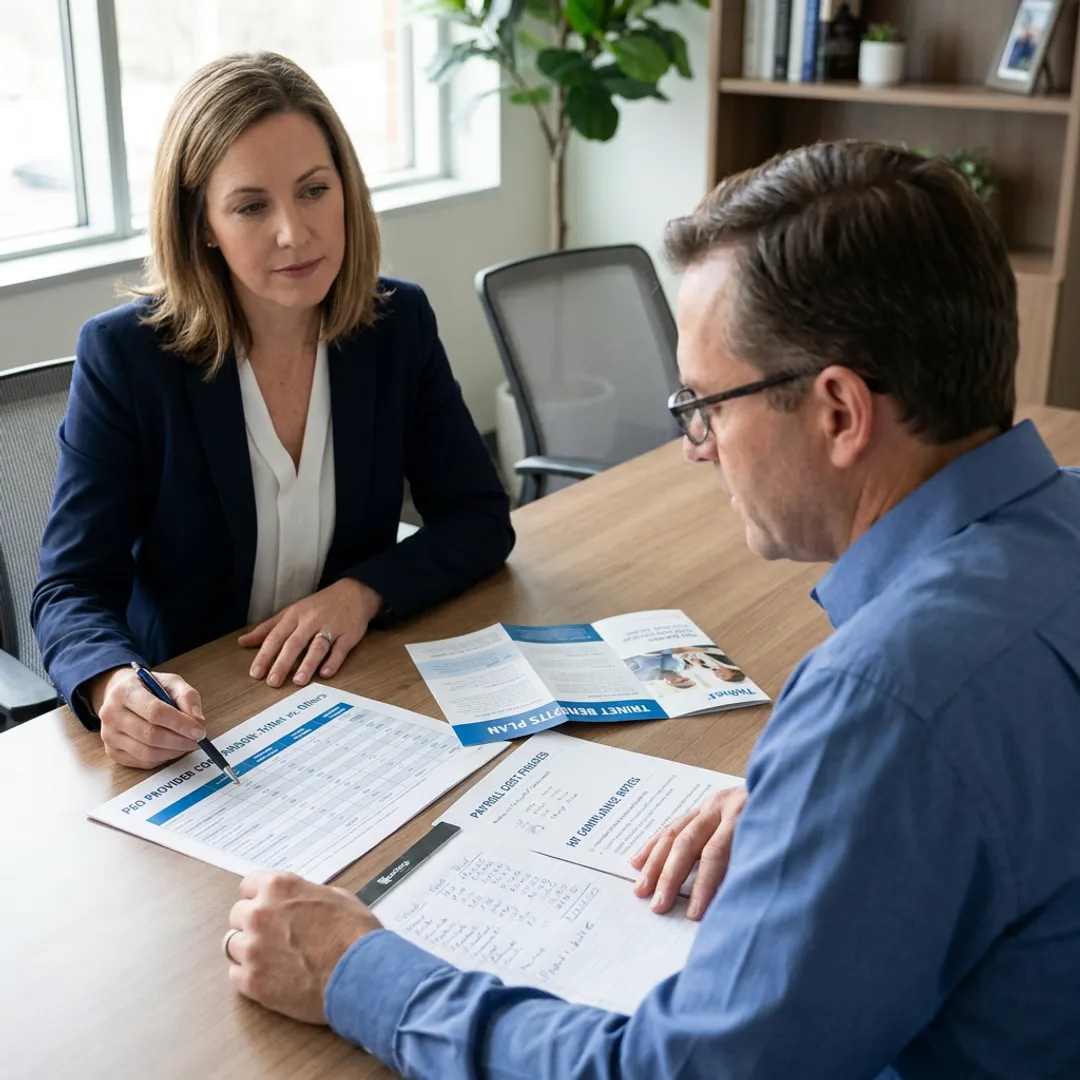 Advisor comparing PEO provider proposals