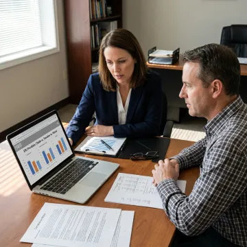 Advisor comparing EPLI provider options with business owner