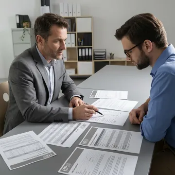 Advisor comparing employee benefits provider options