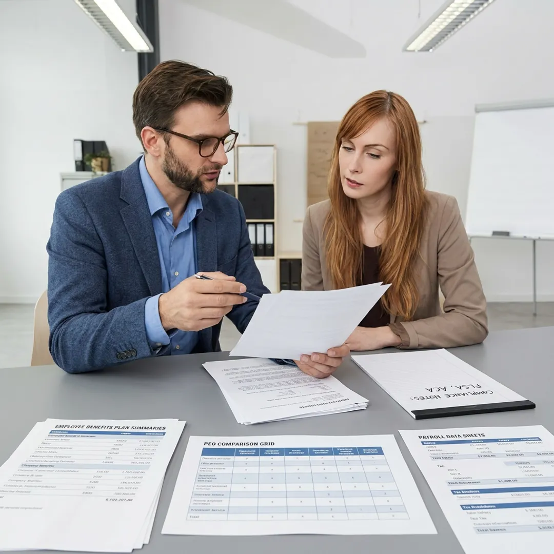 Consultant comparing employee benefits options