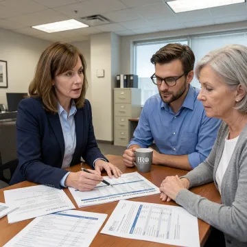 Advisor comparing employee benefits options