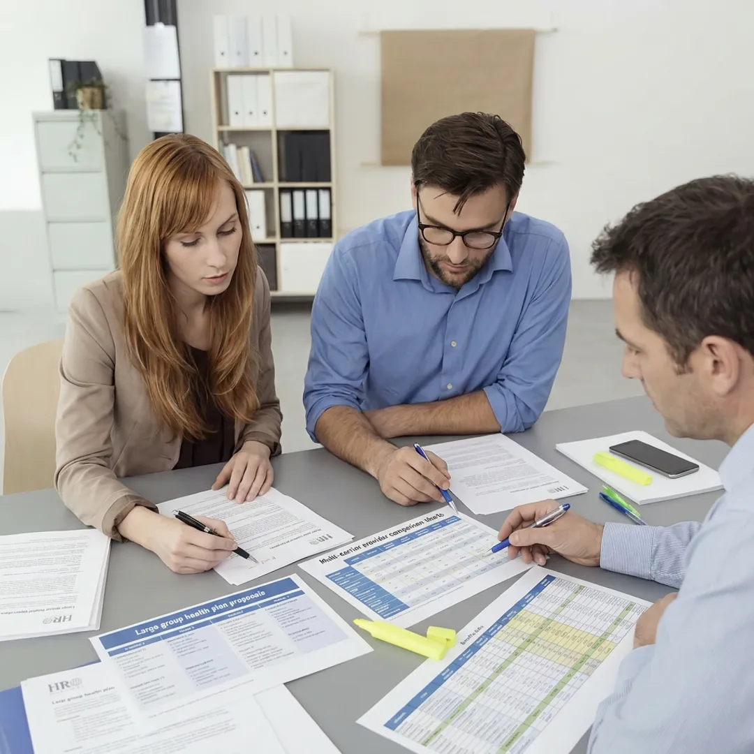 Advisors comparing employee health plan options