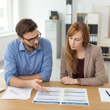 Small business owner discussing group health insurance