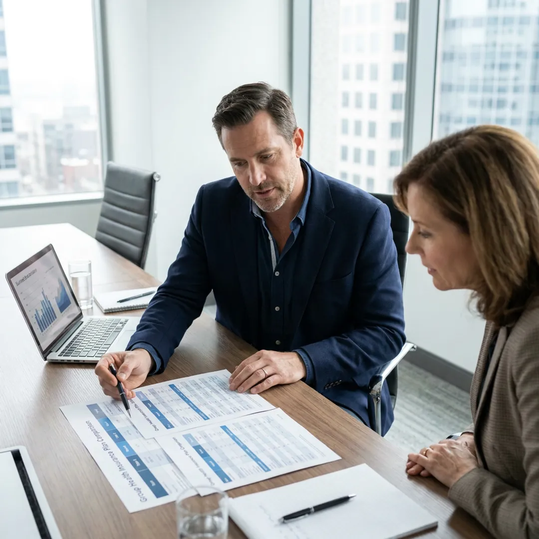 Advisor comparing employee health plan options
