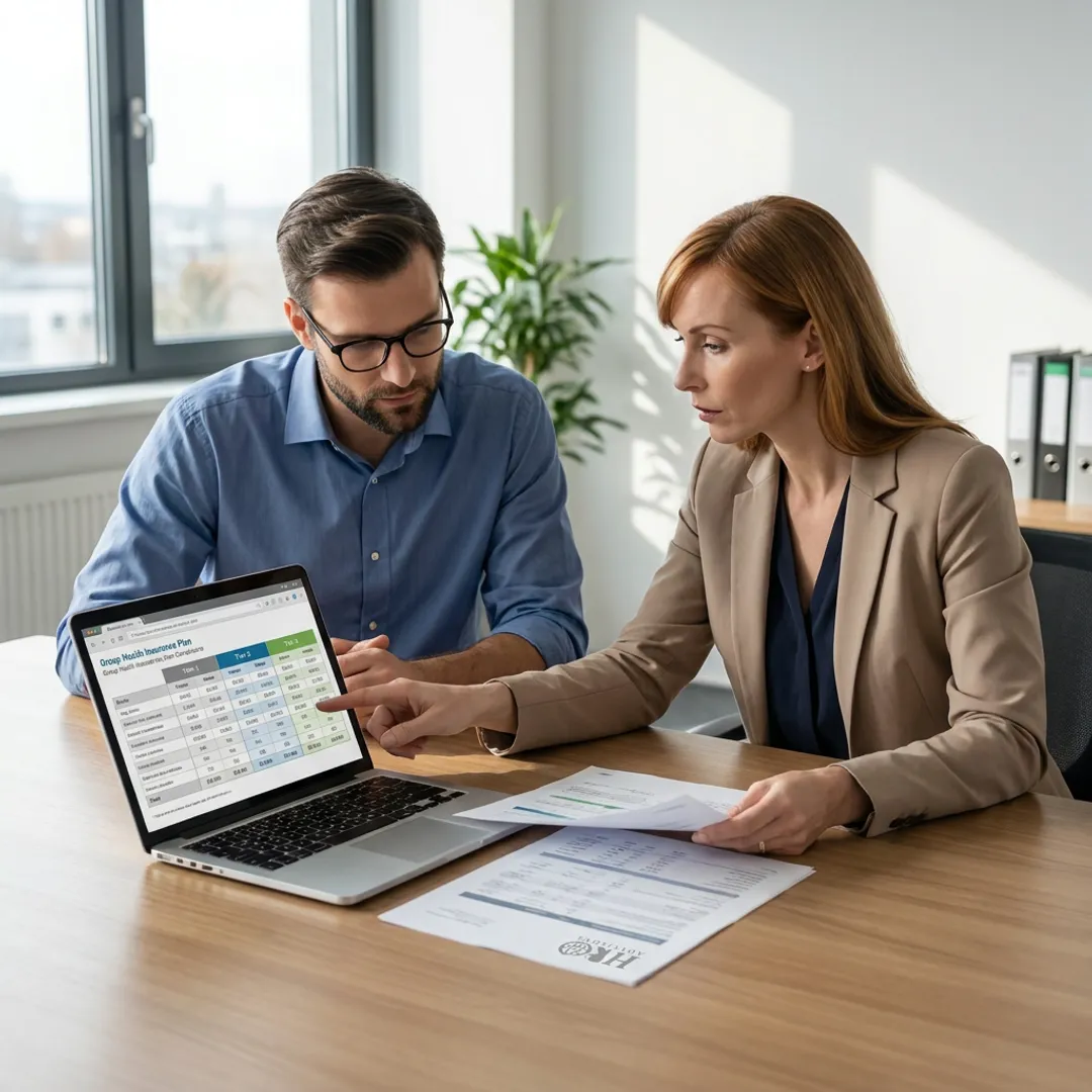 Advisor comparing employee health benefit plans