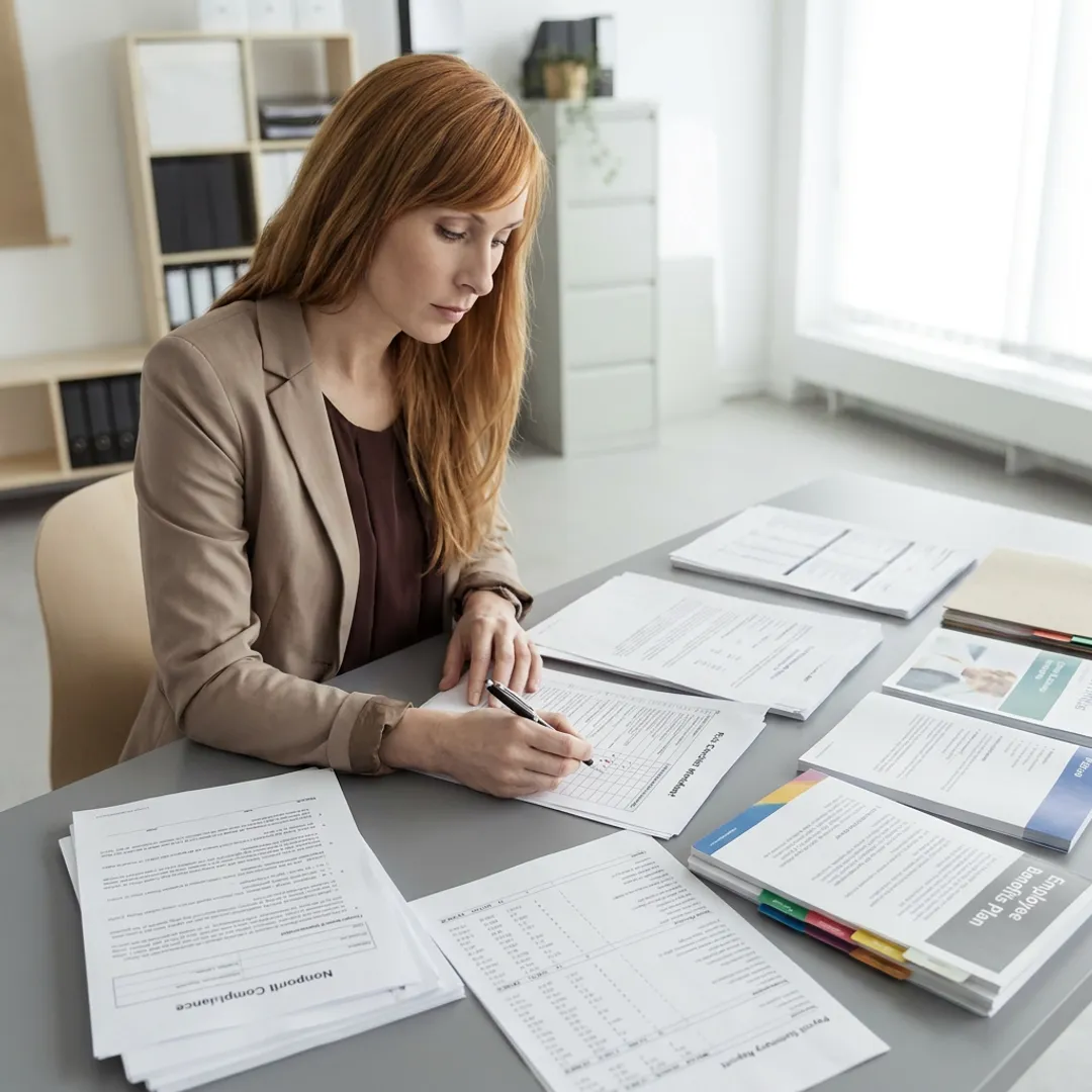 HR advisor reviewing nonprofit compliance documents