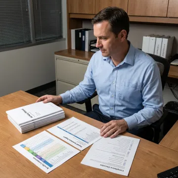 Compliance advisor reviewing HR documents