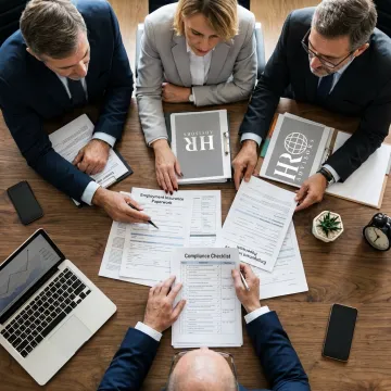 Law firm leaders reviewing EPLI and HR compliance documents