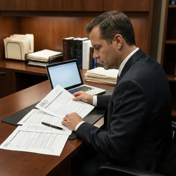 Attorney reviewing employment liability insurance paperwork